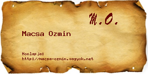 Macsa Ozmin névjegykártya